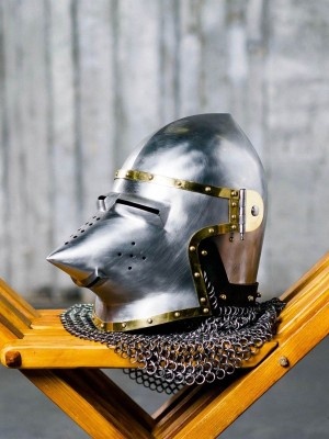 Middeleeuwse Bascinet Hounskull Helm Varken Gezicht Helm Antieke Armor Helm Accessoires Hoeden & petten Helmen Militaire helmen 
