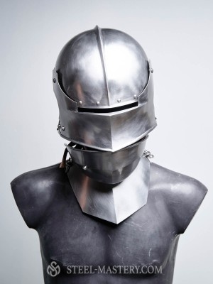 Visored french sallet with bevor - 15th century Armure de plaques