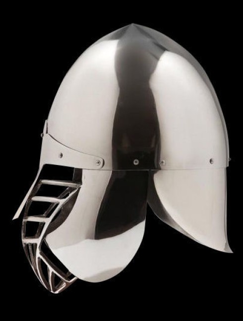 Conical SCA helmet with the grid and full protection of the neck Armadura de placas