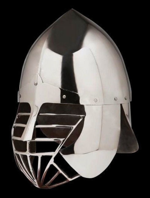 Conical SCA helmet with the grid and full protection of the neck Corazza