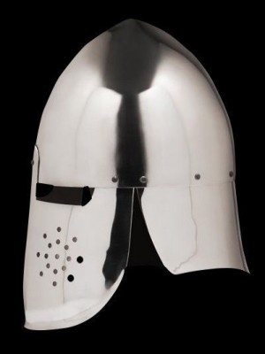 Conical helmet with full protection of the neck Armadura de placas