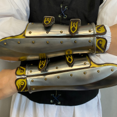 Bracers with painted leather image-1