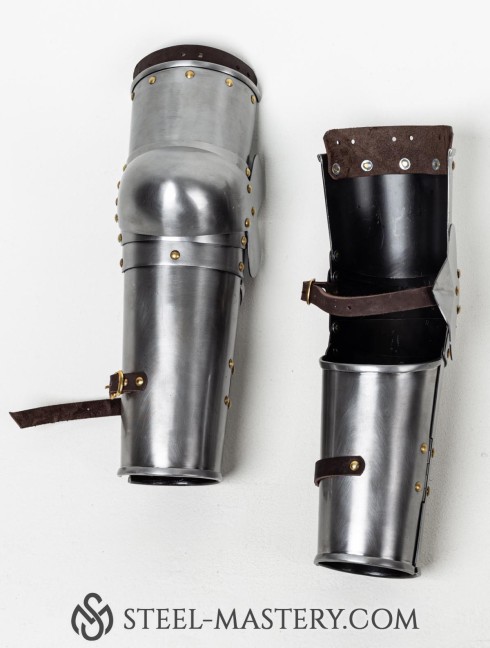 Knightly plate arms of the 14th century with Elbow Caps Metal bracers, couters and full arms