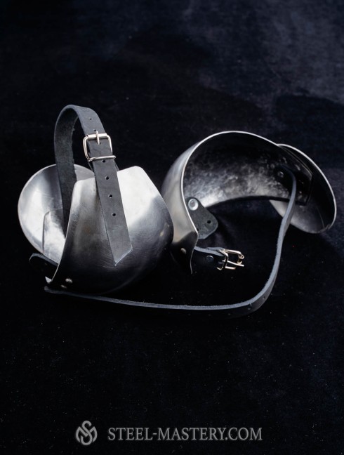 Elbow caps with plain rondel Metal bracers, couters and full arms