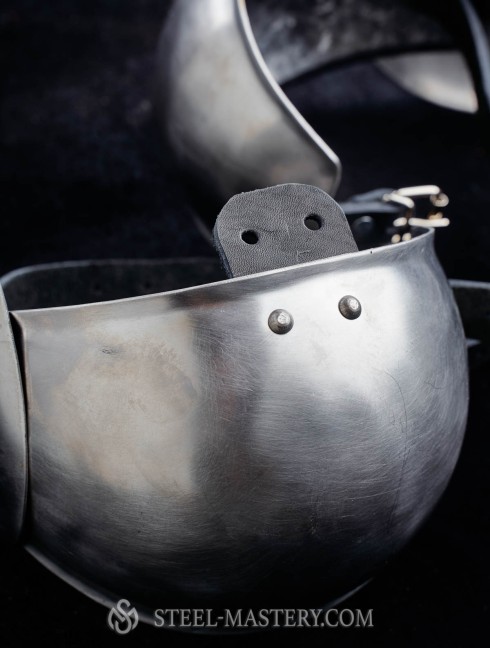 Elbow caps with plain rondel Metal bracers, couters and full arms