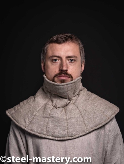 Wool padded aventail for bascinet helmet Gepolsterte pelerine und helmbrünnen