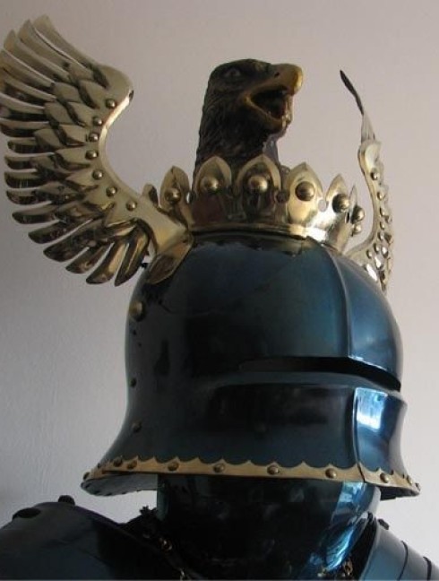 Blued winged sallet with eagle head Helmets