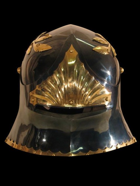 Sallet with brass leaves Helmets