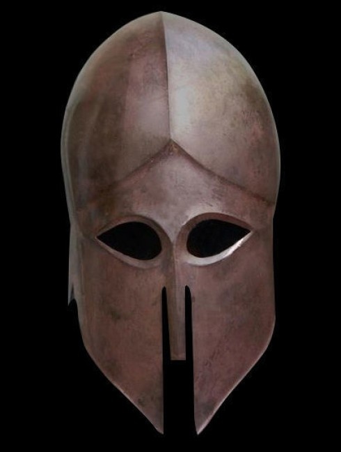 Hoplite Helmet. Corinthian helmet (circa 500 BC.), Antiquity Greece. Armure de plaques