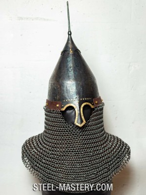 Viking, conical and Slavic helmets