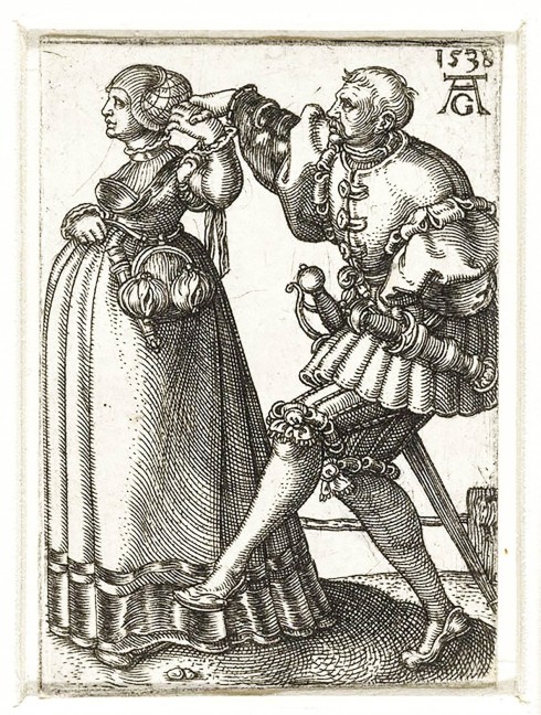 Costume of landsknecht (from Heinrich Aldegrever gravure) Mittelalterliche Kleidung