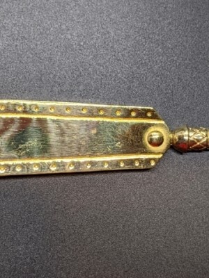 Medieval decorative bronze strapend with mount Ciocche