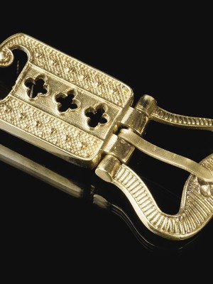 Medieval decorative bronze buckle with mount Cast buckles