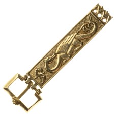 Medieval German decorative belt buckle with dragon image-1