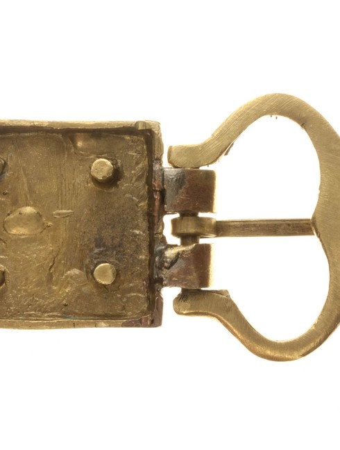Medieval German decorative metal belt buckle with mount Cast buckles