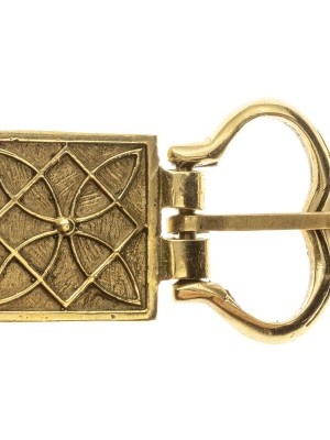 Medieval German decorative metal belt buckle with mount Fibbie