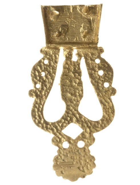Medieval custom belt strapend with monarchy figure Strapends