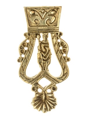 Medieval custom belt strapend with monarchy figure Strapends