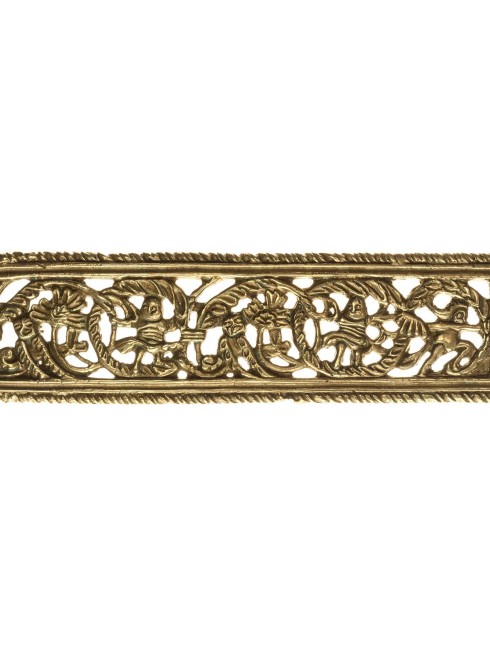 German medieval metal belt strapend with ornamental pattern Strapends