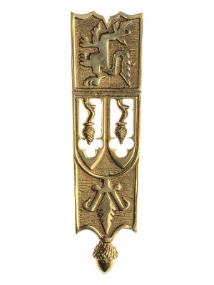 Medieval decorative belt strapend with embossing of dragon Strapends