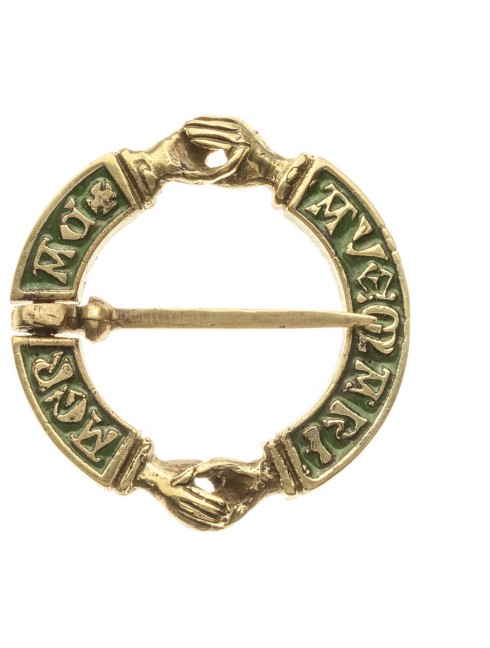Medieval decorative Fede brooch with enamel Spille e cerniere
