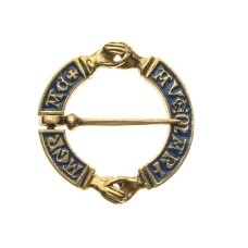 Medieval decorative Fede brooch with enamel image-1
