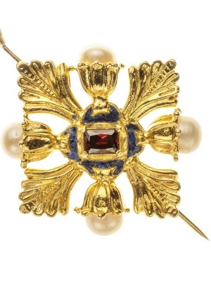 Dutch medieval decorative brooch with pearls Spille e cerniere