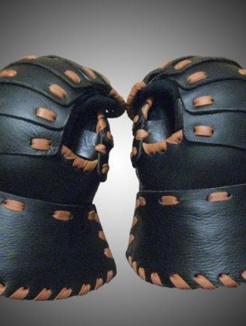 Set of leather laminar mittens Brigandine gauntlets and mittens