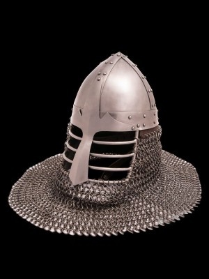 Conical spangen helmet of the XII century with bar grill