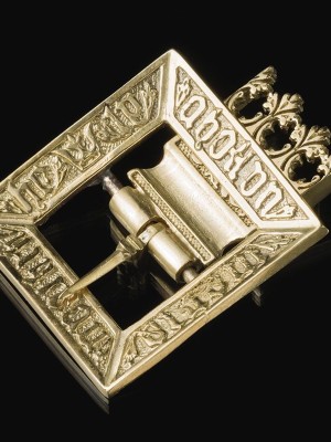 Medieval decorative buckle with mount, XV century Cast buckles