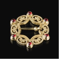 Medieval German brass brooch, XIV century image-1
