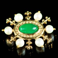 Medieval brooch with green onyx, XIV-XV centuries image-1