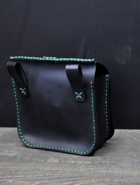 Black leather belt bag Beutel