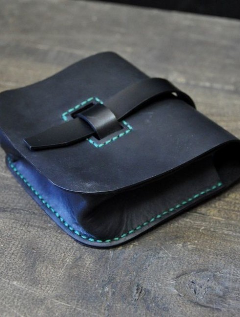 Black leather belt bag Beutel