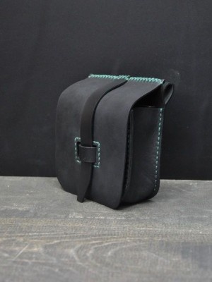 Black leather belt bag