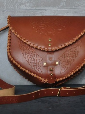 Medieval leather bag with embossed pattern Bags