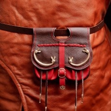 Black and red leather belt bag image-1