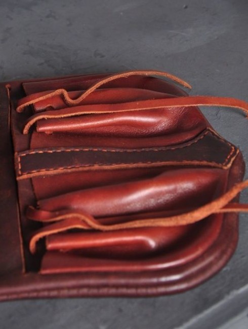 Brown leather belt pouch Sacs