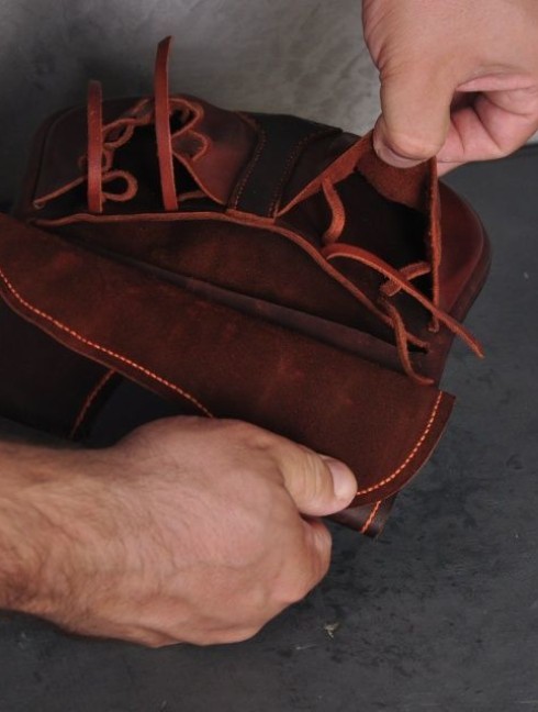 Brown leather belt pouch Beutel