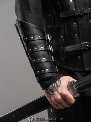 Leather bracers — historical leather arms armor for sale