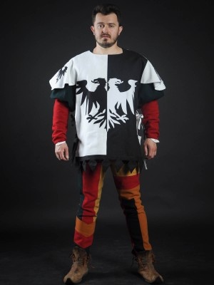 Half-colored tabard with black and white half-eagles  Vestiario medievale