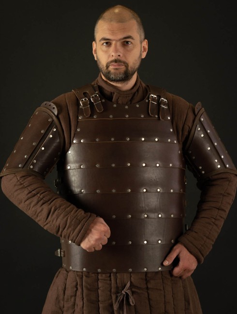 Leather brigandine protection of upper part of arm Armure de plaques