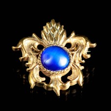 Medieval bronze brooch with blue cabochon, XV century image-1