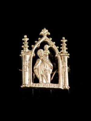 Medieval bronze badge “St. Christophe” Badges