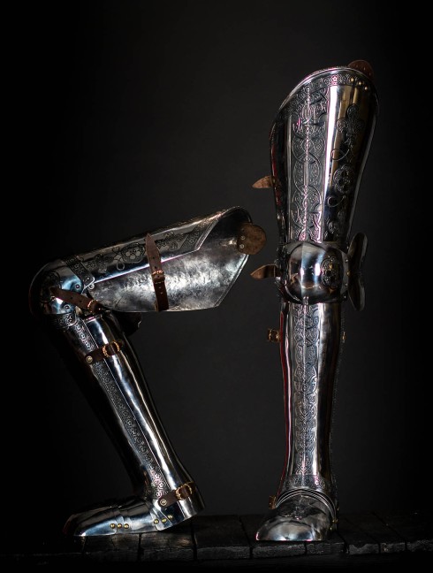 Full plate legs, part of full plate armor (garniture) of George Clifford, end of the XVI century  Plate armor