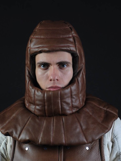 Leather padded medieval coif Transatlantici imbottiti e cappelli