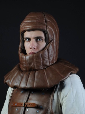 Leather padded medieval coif