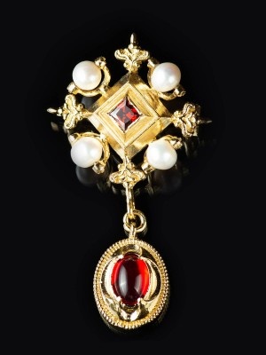 Renaissance brooch from the picture Petrus Christus "The goldsmith in his shop, possibly Saint Eligius" Broschen und Verschlüsse