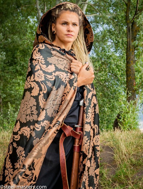 GOLDEN JACQUARD HOODED CLOAK Cloaks and capes