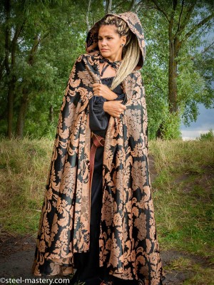 GOLDEN JACQUARD HOODED CLOAK Cloaks and capes